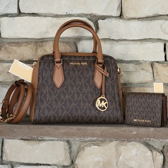 Michael Kors Handbags - Michael Kors Ayden Logo MD Satchel SET Brown